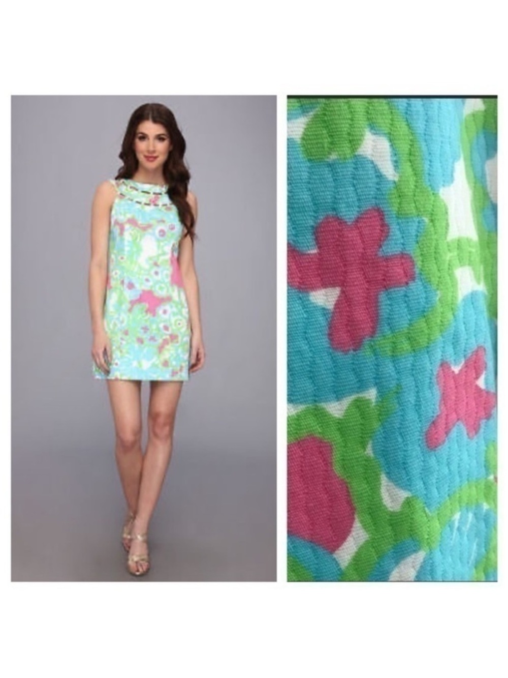 Lilly Pulitzer 🌻Bright Floral Sleeveless Sheath Dress - Pink, Blue & Green